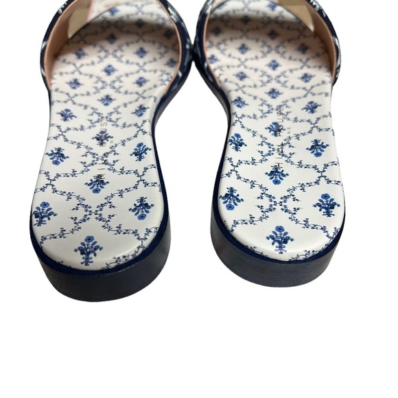 NWT Hill House The Summer Slide Blue Botanical Embroidered Navy Sandal 5.5 - Picture 5 of 6